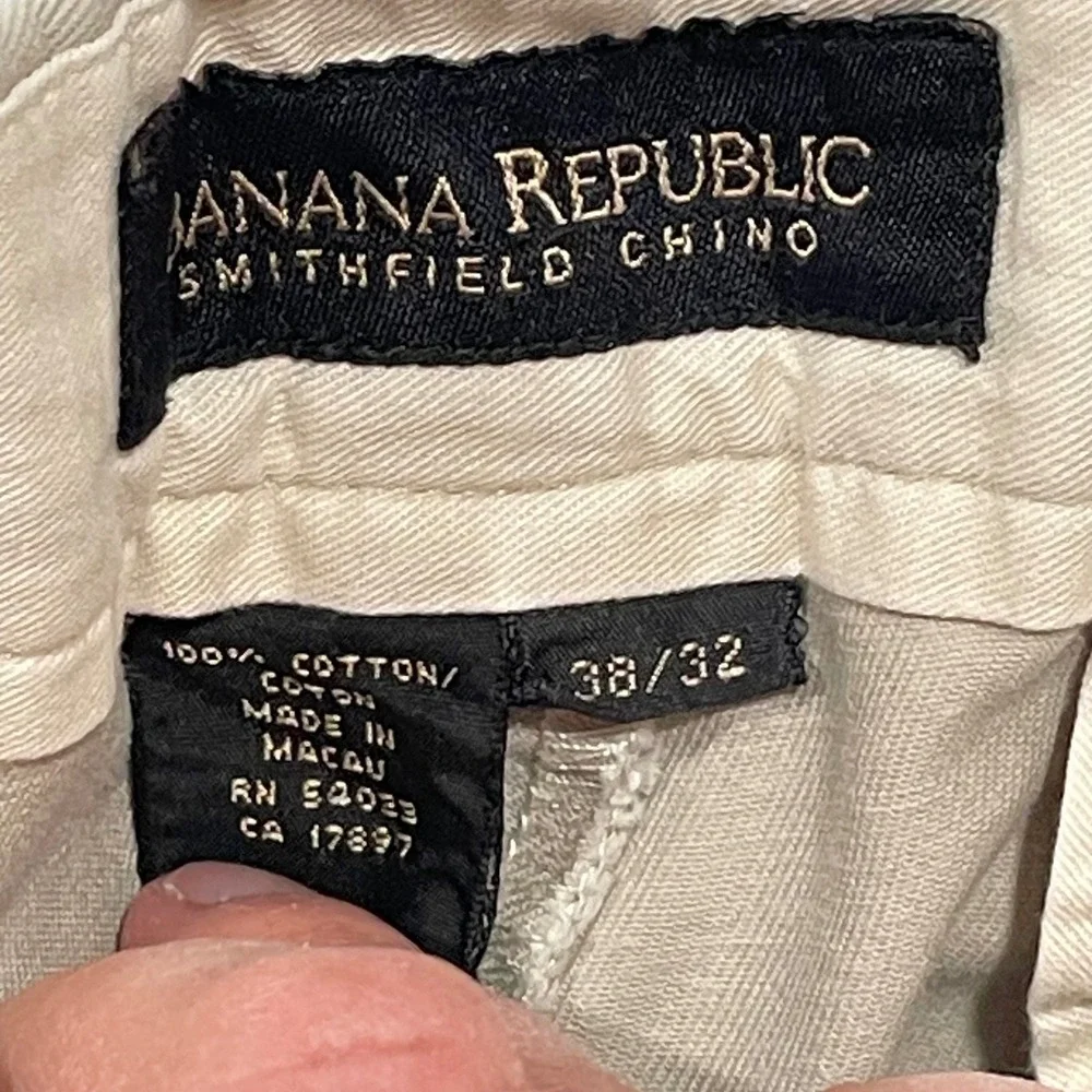 Banana Republic Smithfield‎ Chino Pants Mens 38x32 Pleated Khaki Cotton Blend